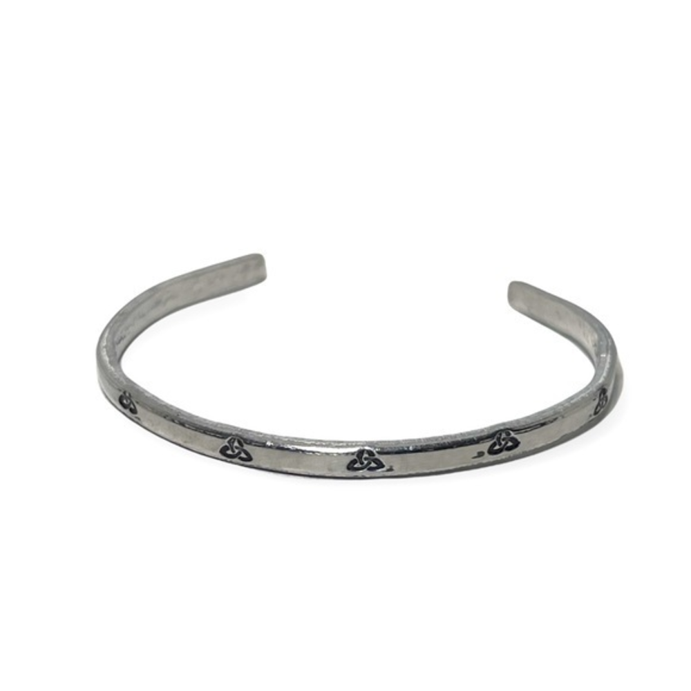 Bracelet handmade stamped Celtic‎ Knot silver delicate stackable adjustable cuff
